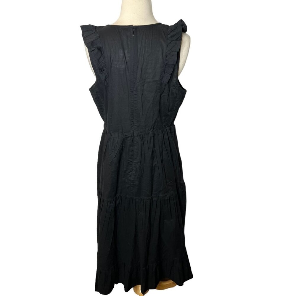 J.Crew $128 V-Neck Midi Dress Size 12 Black BQ043 - Picture 2 of 4